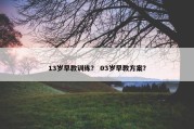 13岁早教训练？ 03岁早教方案？