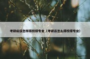 考研应该怎样择校择专业（考研该怎么择校择专业）