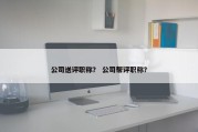 公司送评职称？ 公司帮评职称？