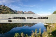 excel表格班级课程，怎样在excel制作表格课程表