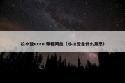 拉小登excel课程网盘（小拉登是什么意思）