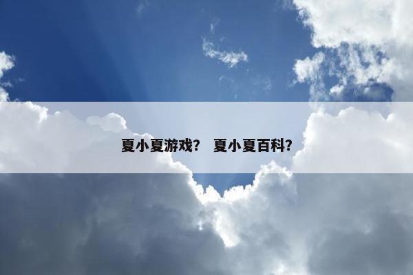 夏小夏游戏？ 夏小夏百科？