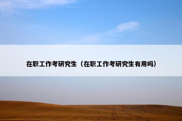 在职工作考研究生（在职工作考研究生有用吗）