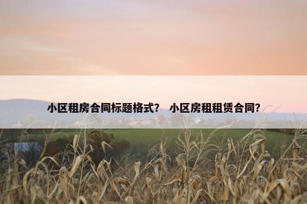 小区租房合同标题格式？ 小区房租租赁合同？