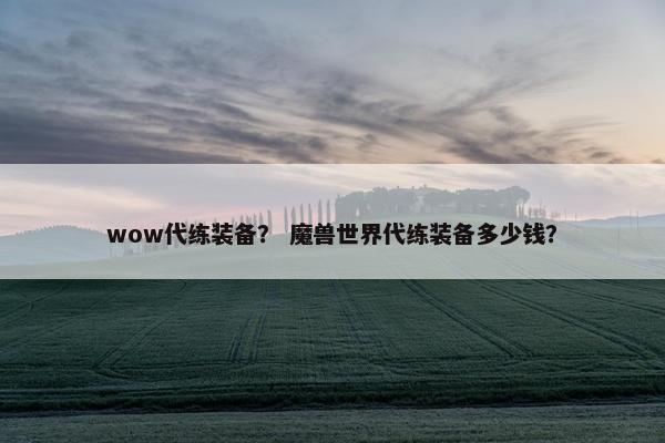 wow代练装备？ 魔兽世界代练装备多少钱？