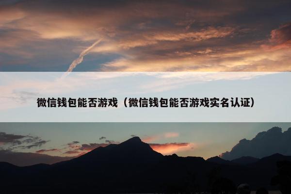 微信钱包能否游戏（微信钱包能否游戏实名认证）
