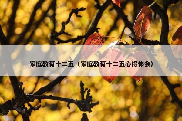 家庭教育十二五（家庭教育十二五心得体会）