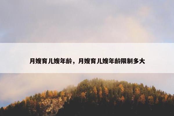 月嫂育儿嫂年龄，月嫂育儿嫂年龄限制多大