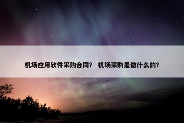机场应用软件采购合同？ 机场采购是做什么的？