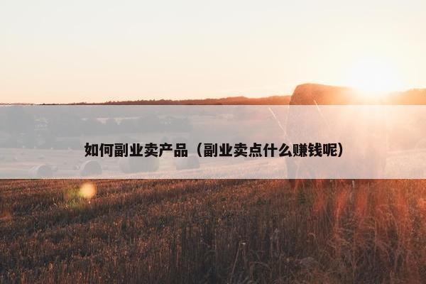 如何副业卖产品（副业卖点什么赚钱呢）