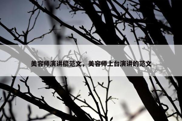 美容师演讲稿范文，美容师上台演讲的范文