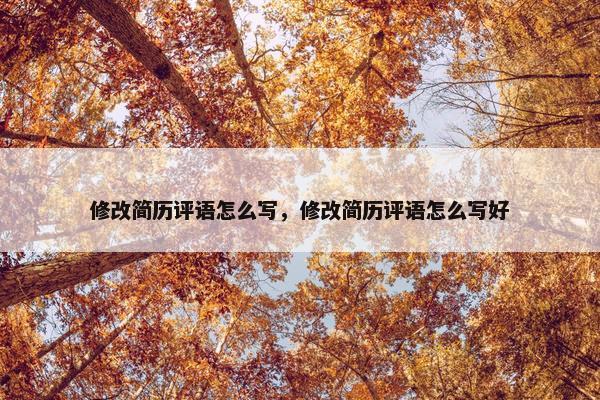 修改简历评语怎么写，修改简历评语怎么写好