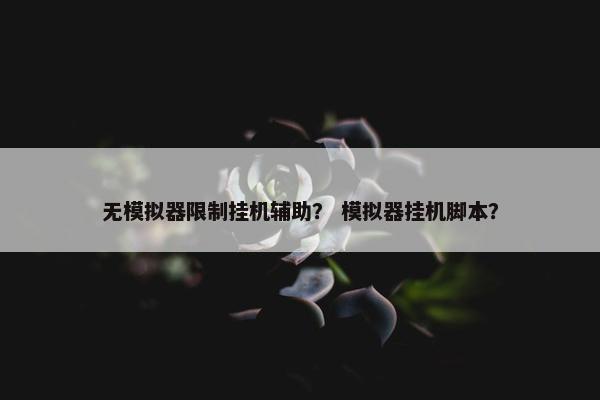 无模拟器限制挂机辅助？ 模拟器挂机脚本？