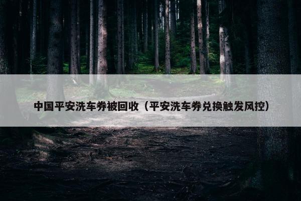 中国平安洗车券被回收（平安洗车券兑换触发风控）