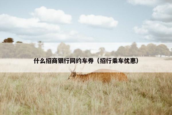 什么招商银行网约车券（招行乘车优惠）