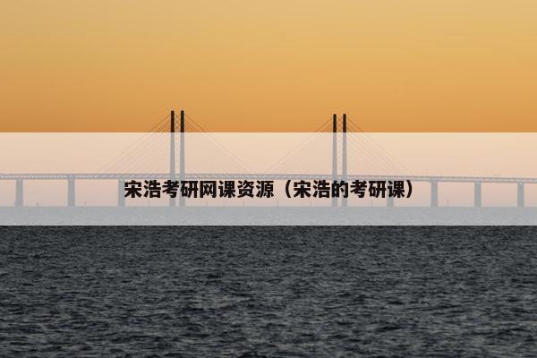 宋浩考研网课资源（宋浩的考研课）