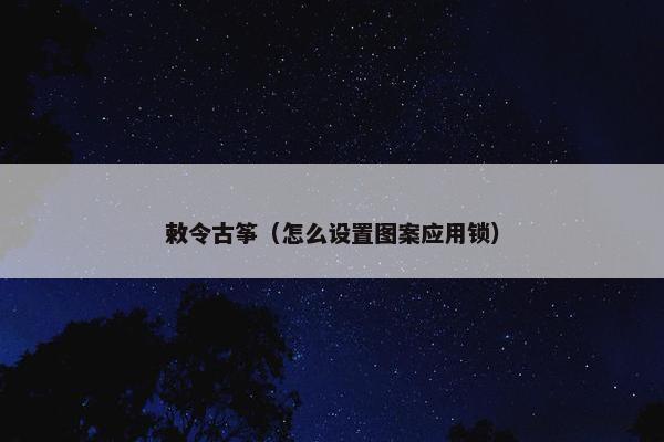 敕令古筝（怎么设置图案应用锁）