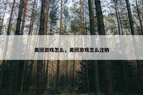美团游戏怎么，美团游戏怎么注销