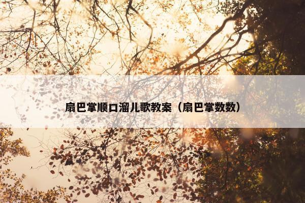 扇巴掌顺口溜儿歌教案（扇巴掌数数）