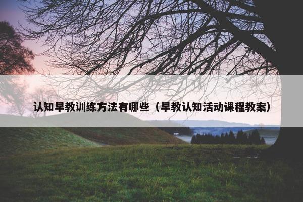 认知早教训练方法有哪些（早教认知活动课程教案）
