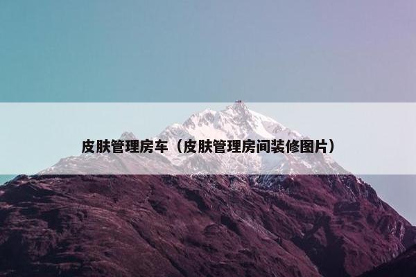皮肤管理房车（皮肤管理房间装修图片）