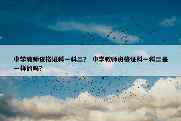 中学教师资格证科一科二？ 中学教师资格证科一科二是一样的吗？