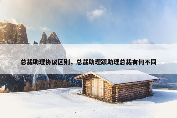 总裁助理协议区别，总裁助理跟助理总裁有何不同