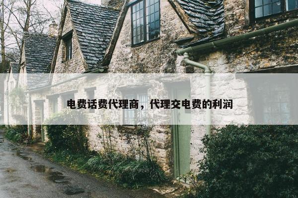 电费话费代理商，代理交电费的利润