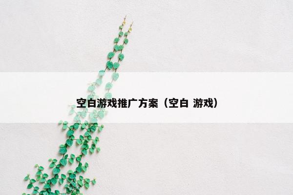空白游戏推广方案（空白 游戏）