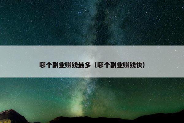 哪个副业赚钱最多（哪个副业赚钱快）