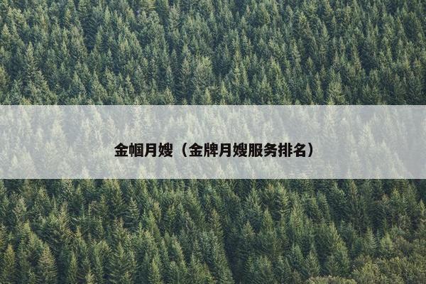 金帼月嫂（金牌月嫂服务排名）