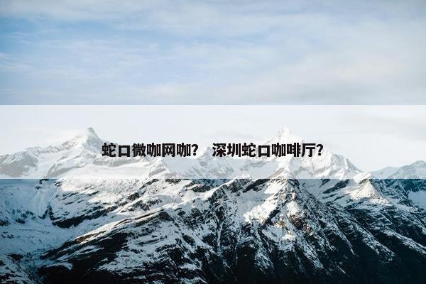 蛇口微咖网咖？ 深圳蛇口咖啡厅？