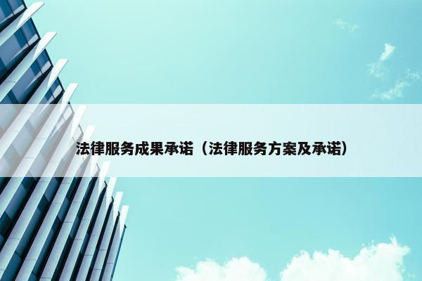 法律服务成果承诺（法律服务方案及承诺）