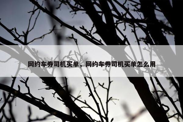 网约车券司机买单，网约车券司机买单怎么用