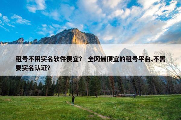 租号不用实名软件便宜？ 全网最便宜的租号平台,不需要实名认证？