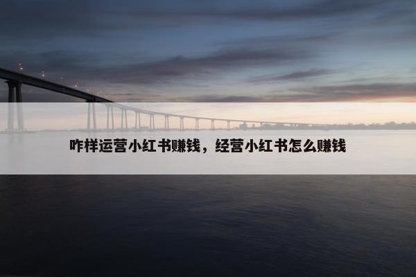 咋样运营小红书赚钱，经营小红书怎么赚钱