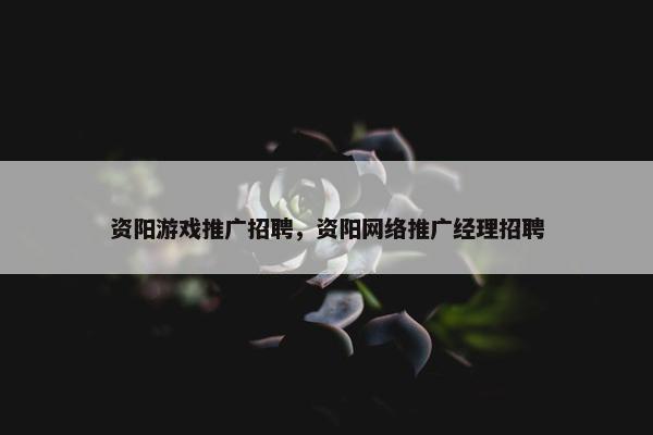 资阳游戏推广招聘，资阳网络推广经理招聘