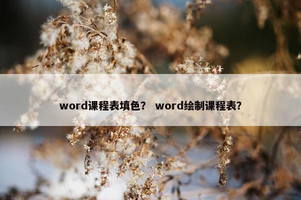 word课程表填色？ word绘制课程表？