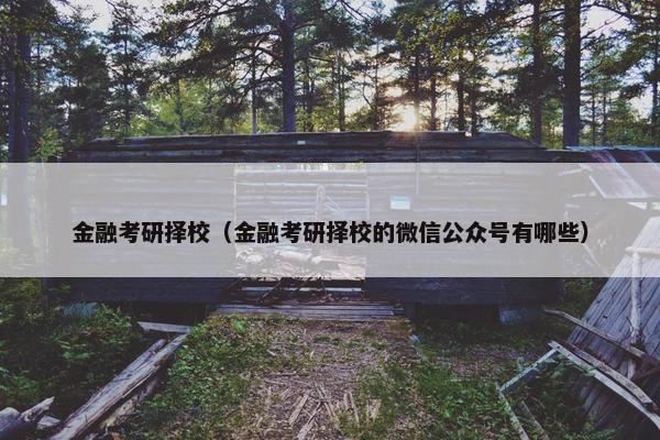 金融考研择校（金融考研择校的微信公众号有哪些）