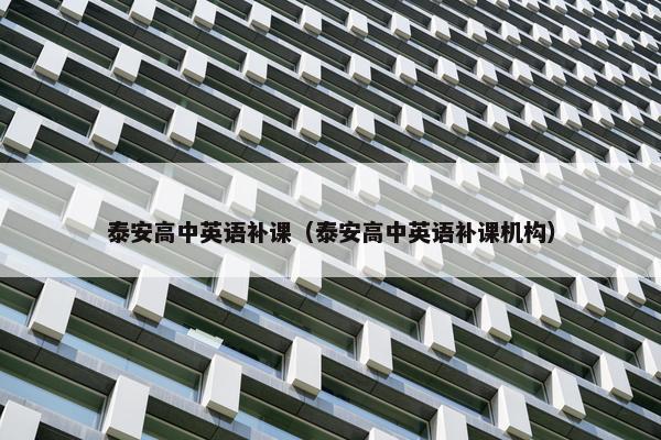 泰安高中英语补课（泰安高中英语补课机构）