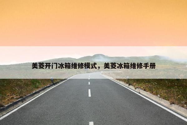 美菱开门冰箱维修模式，美菱冰箱维修手册
