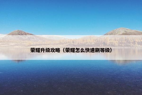 荣耀升级攻略（荣耀怎么快速刷等级）