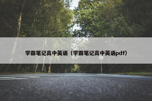 学霸笔记高中英语（学霸笔记高中英语pdf）