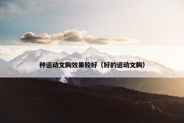 种运动文胸效果较好（好的运动文胸）