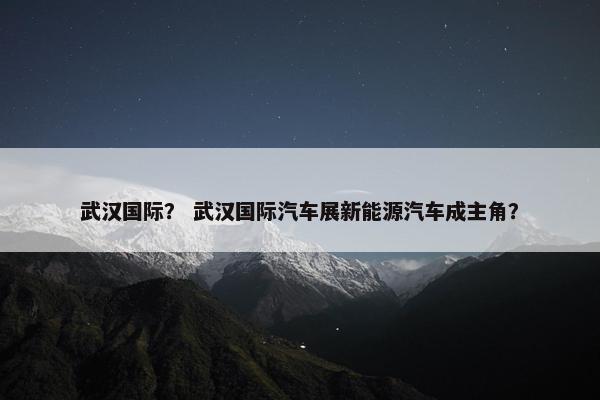 武汉国际？ 武汉国际汽车展新能源汽车成主角？