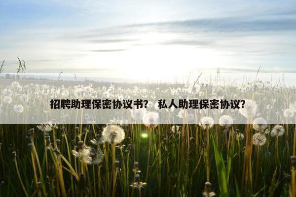 招聘助理保密协议书? 私人助理保密协议? 招聘助理保密协议书? 私人助理保密协议?