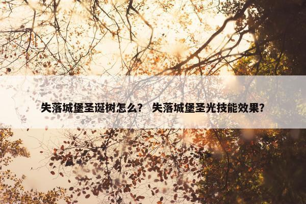 失落城堡圣诞树怎么？ 失落城堡圣光技能效果？